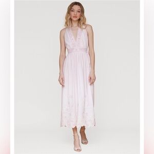 Avec Les Filles Embroidered Cotton Midi Dress